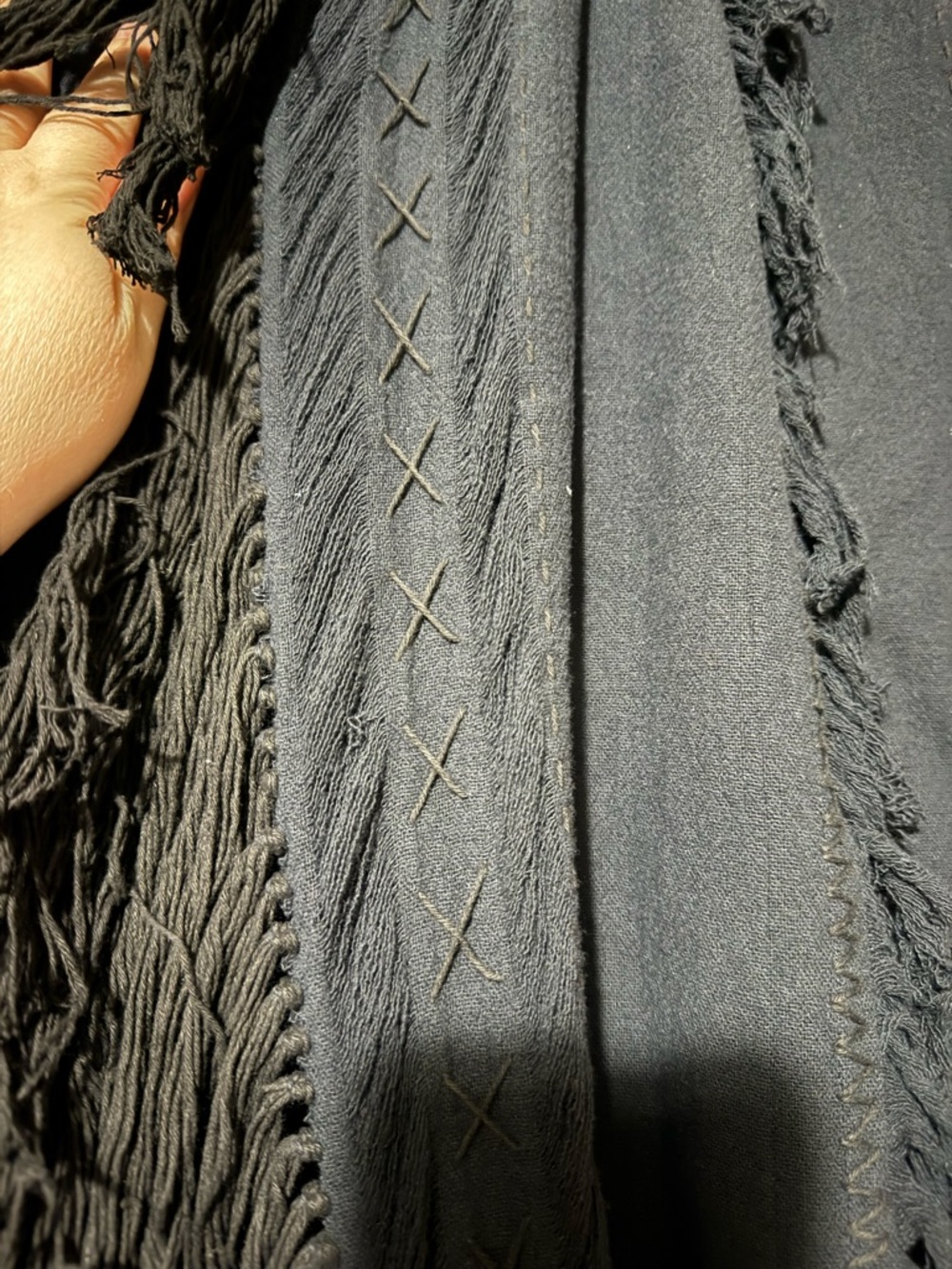 AYA Sacred Wear Black Boho Poncho Long Boho Cardigan Coverup Robe Handmade - Picture 11 of 16